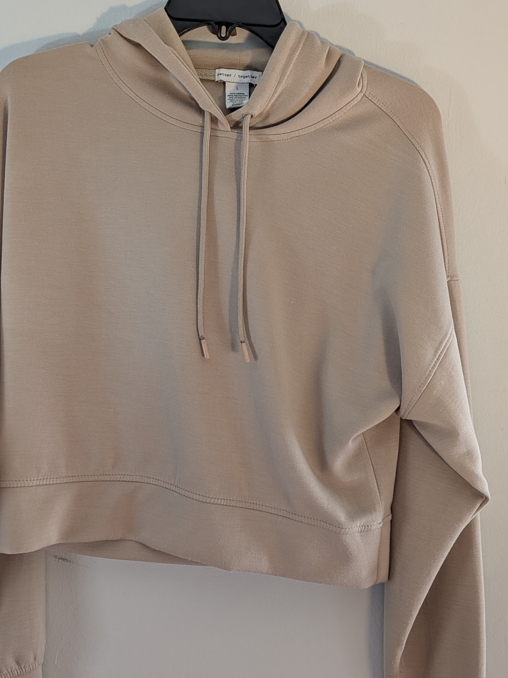 Better Together Beige Cropped Hoodie